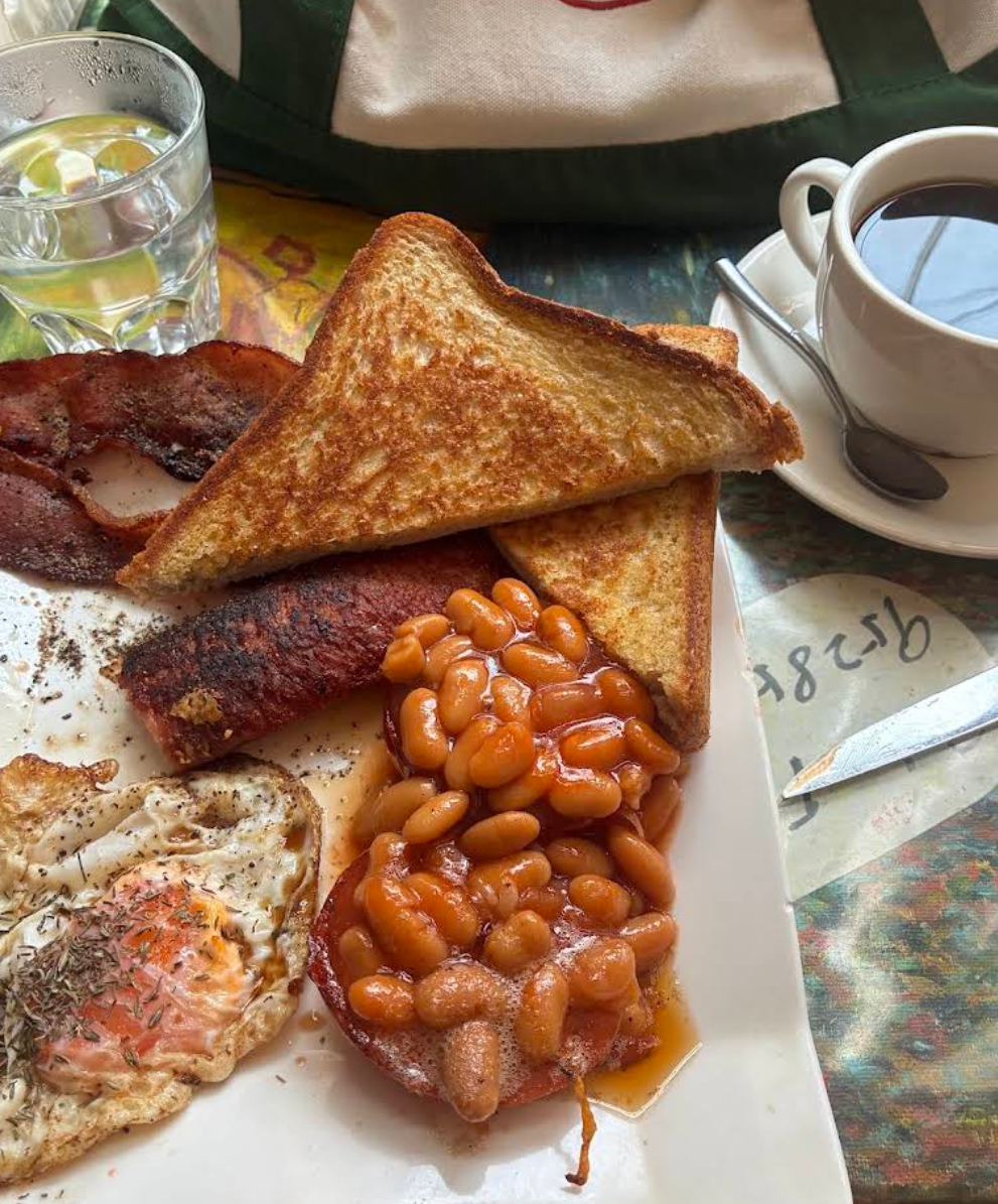 The all-day English breakfast with toast, beans, egg, bacon and sausage